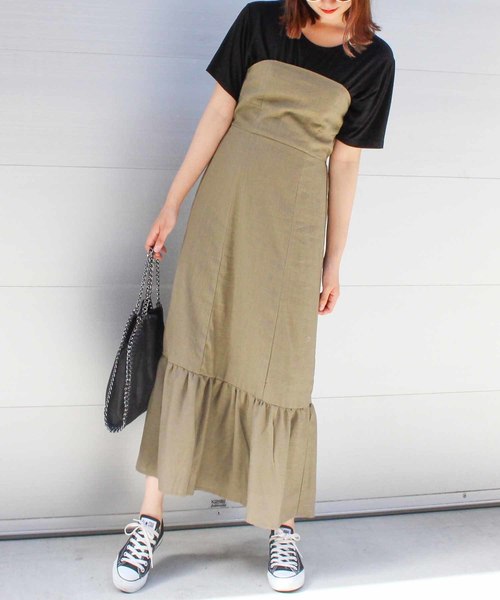 Mode Robe モードローブ の リネンブレンドサロぺットワンピース ロングワンピース ノースリーブ ノースリ ワンピ ベアトップ 2way マキシ ワンピース ワンピース Wear Mode Robe モードローブ の リネンブレンドサロぺットワンピース ロングワンピース ノースリーブ ノースリ ワンピ ベアトップ 2way マキシ ワンピース ワンピース Wear