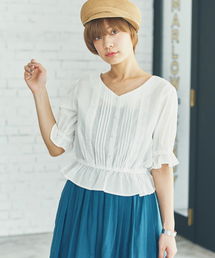 earth music&ecology | ・ピンタックレースブラウス(シャツ/ブラウス)