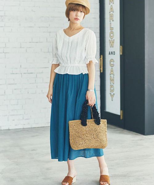 earth music&ecology（アースミュージックアンドエコロジー）の「・ピンタックレースブラウス ●（シャツ/ブラウス・レディース・オフホワイト/マスタード/ブラック/レッド・FREE）」の8枚目の写真