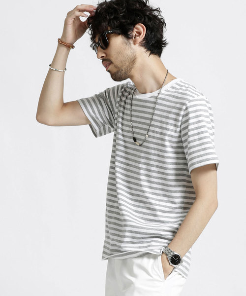 NANO universe（ナノユニバース）の「コットン天竺ボーダーＴシャツ（Tシャツ/カットソー・メンズ・その他1/その他2/その他4/その他3・SMALL/MEDIUM/LARGE/X-LARGE）」の3枚目の写真