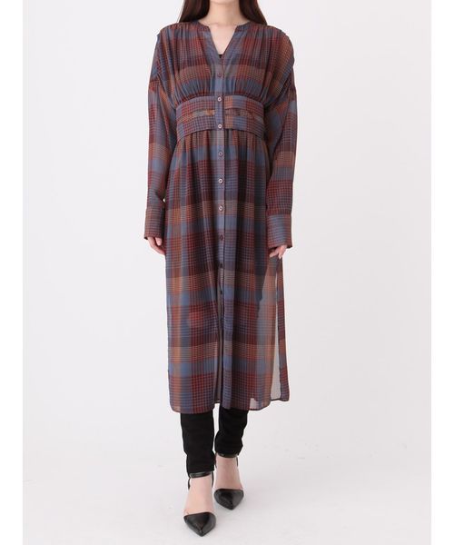 EMODA（エモダ）の「シアーウエストマークチェックシャツ（シャツ/ブラウス・レディース・ホワイト/ブラック/キャメル・FREE）」の8枚目の写真