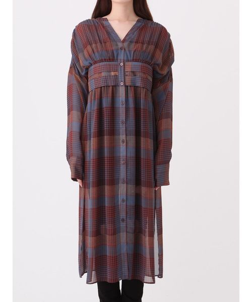 EMODA（エモダ）の「シアーウエストマークチェックシャツ（シャツ/ブラウス・レディース・ホワイト/ブラック/キャメル・FREE）」の9枚目の写真