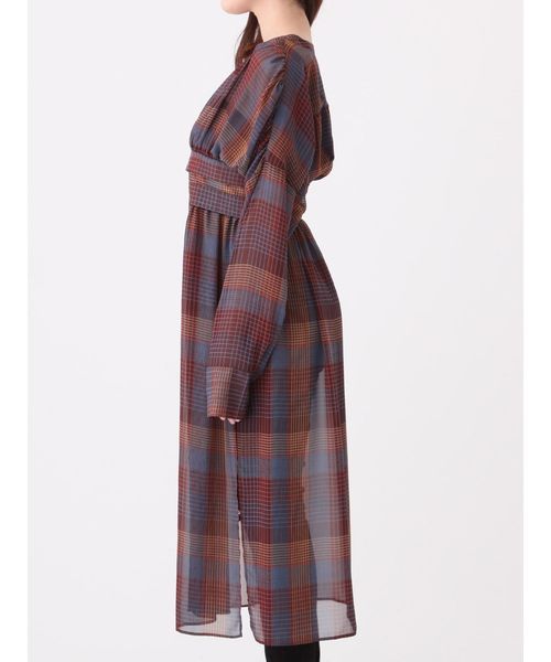 EMODA（エモダ）の「シアーウエストマークチェックシャツ（シャツ/ブラウス・レディース・ホワイト/ブラック/キャメル・FREE）」の10枚目の写真