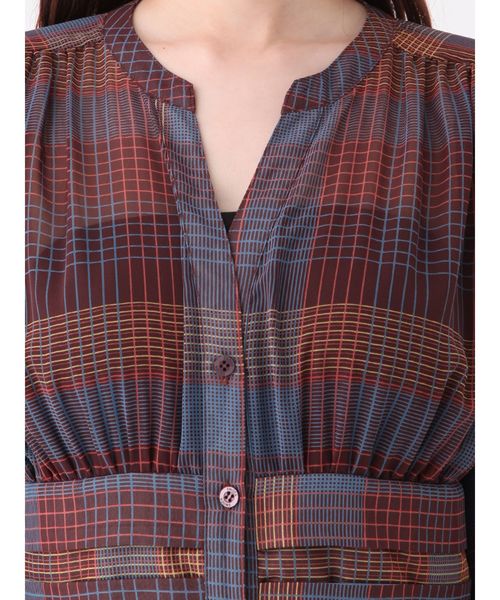 EMODA（エモダ）の「シアーウエストマークチェックシャツ（シャツ/ブラウス・レディース・ホワイト/ブラック/キャメル・FREE）」の12枚目の写真