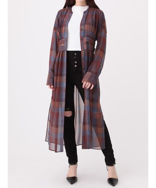 EMODA（エモダ）の「シアーウエストマークチェックシャツ（シャツ/ブラウス・レディース・ホワイト/ブラック/キャメル・FREE）」の16枚目の写真