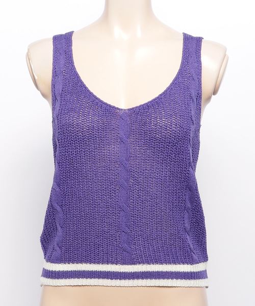 FIG&VIPER（フィグアンドバイパー）の「裾ラインニットタンク（タンクトップ・レディース・ブラック/パープル/レッド・FREE）」の3枚目の写真