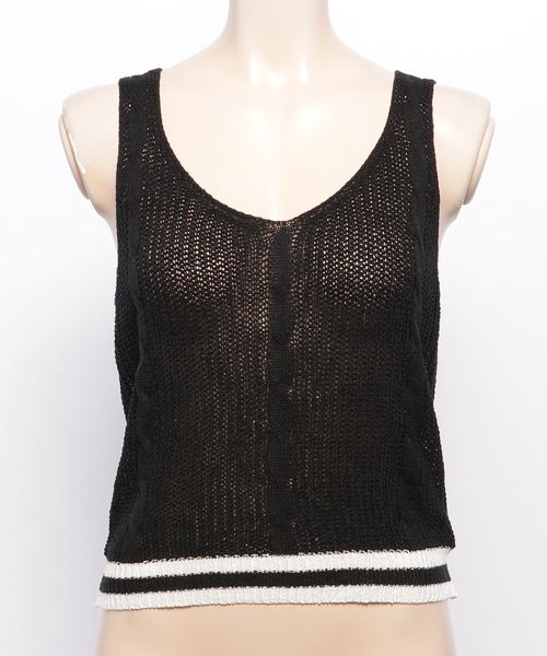 FIG&VIPER（フィグアンドバイパー）の「裾ラインニットタンク（タンクトップ・レディース・ブラック/パープル/レッド・FREE）」の2枚目の写真