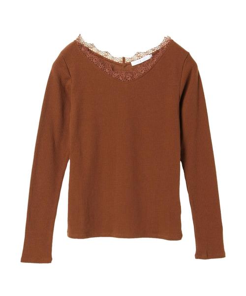 AMERICAN HOLIC(アメリカンホリック)の「・Vネックレーステレコプルオーバー(Tシャツ/カットソー・レディース・チャコールグレー/ブラック/アイボリー/杢グレー/キャメル/その他7/ブルーグリーン/ホワイト系その他4・M/L)」の13枚目の写真