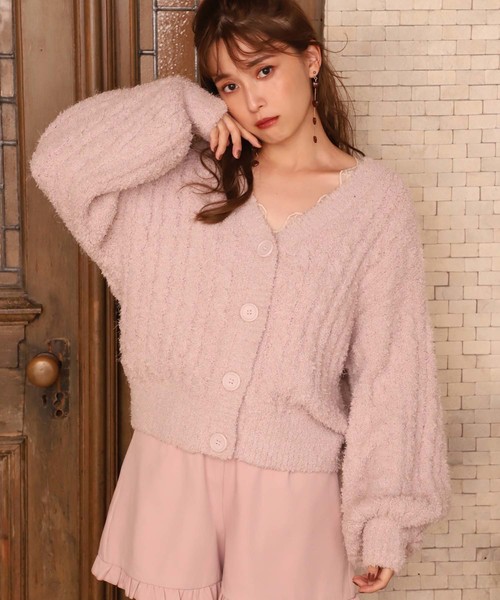 one after another NICE CLAUP(ワンアフターアナザーナイスクラップ)の「マシュマロニットカーディガン(カーディガン/ボレロ・レディース・アイボリー/グレー系その他/モカ/ピンク・FREE)」の4枚目の写真