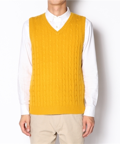 BEAMS PLUS(ビームスプラス)の「□BEAMS PLUS / ケーブル Vネック ベスト(ベスト・メンズ・ライトグレー/イエロー系その他/ネイビー・SMALL/MEDIUM/LARGE/X-LARGE)」の10枚目の写真