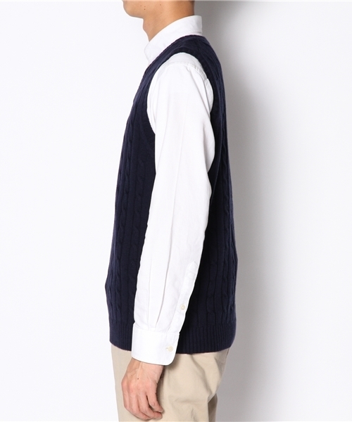 BEAMS PLUS(ビームスプラス)の「□BEAMS PLUS / ケーブル Vネック ベスト(ベスト・メンズ・ライトグレー/イエロー系その他/ネイビー・SMALL/MEDIUM/LARGE/X-LARGE)」の4枚目の写真