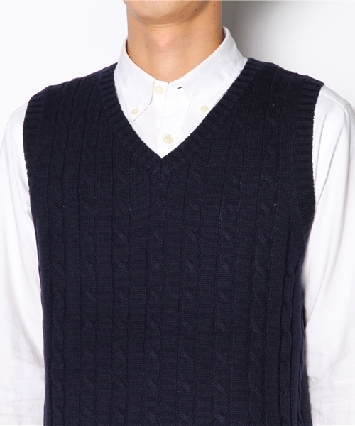 BEAMS PLUS(ビームスプラス)の「□BEAMS PLUS / ケーブル Vネック ベスト(ベスト・メンズ・ライトグレー/イエロー系その他/ネイビー・SMALL/MEDIUM/LARGE/X-LARGE)」の6枚目の写真