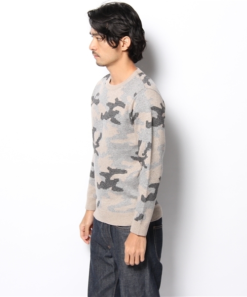 BEAUTY&YOUTH UNITED ARROWS(ビューティーアンドユースユナイテッドアローズ)の「BY ミドルゲージ カモ柄 クルーネック ニット◆§(ニット/セーター・メンズ・ベージュ/オリーブ・SMALL/MEDIUM/LARGE/X-LARGE)」の4枚目の写真