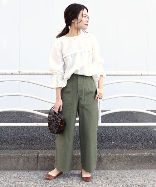 liflattie ships（リフラティ シップス）の「liflattie ships:リネンシャーリングスリーブブラウス◇（シャツ/ブラウス・レディース・ホワイト/ブラック/オレンジ・SMALL/MEDIUM）」の5枚目の写真