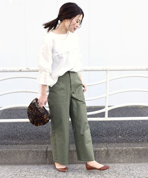 liflattie ships（リフラティ シップス）の「liflattie ships:リネンシャーリングスリーブブラウス◇（シャツ/ブラウス・レディース・ホワイト/ブラック/オレンジ・SMALL/MEDIUM）」の6枚目の写真