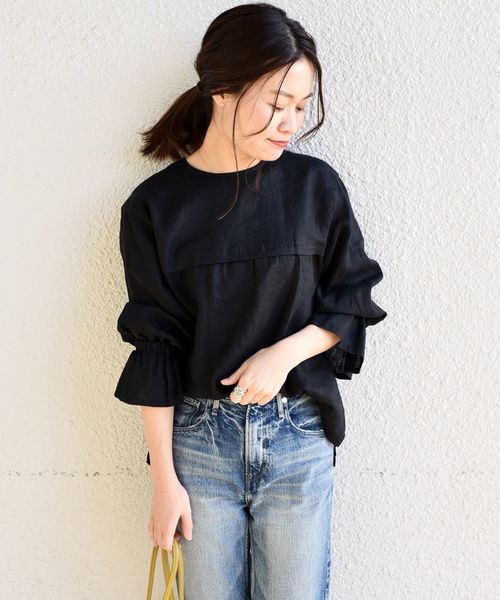 「liflattie ships」 7分袖ブラウス MEDIUM ブルー レディース liflattie ships 「liflattie ships」 7分袖ブラウス MEDIUM