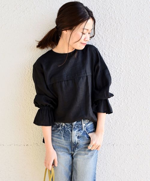 「liflattie ships」 半袖ブラウス MEDIUM ブラック レディース liflattie ships 「liflattie ships」 長袖ブラウス MEDIUM