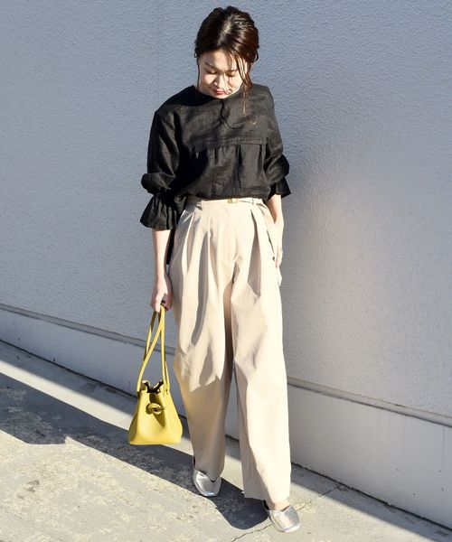 liflattie ships（リフラティ シップス）の「liflattie ships:リネンシャーリングスリーブブラウス◇（シャツ/ブラウス・レディース・ホワイト/ブラック/オレンジ・SMALL/MEDIUM）」の15枚目の写真