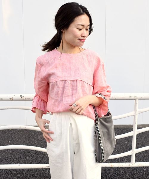 liflattie ships（リフラティ シップス）の「liflattie ships:リネンシャーリングスリーブブラウス◇（シャツ/ブラウス・レディース・ホワイト/ブラック/オレンジ・SMALL/MEDIUM）」の18枚目の写真