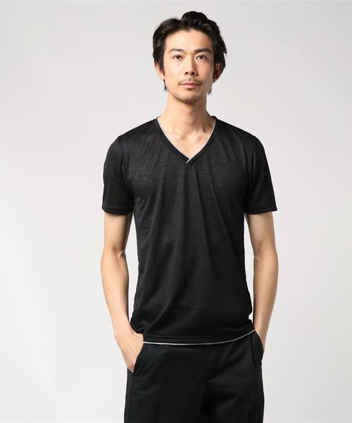MEN'S BIGI(メンズビギ)の「アーサー天竺カットソー(Tシャツ/カットソー・メンズ・ブラック/ピンク/ターコイズブルー/イエロー/ライトグレー・LL/S/M/L)」の6枚目の写真