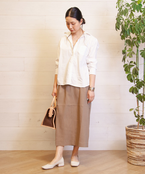 B.I.D.（ビーアイディー）の「bid/カシュクールシャツ02（シャツ/ブラウス・レディース・ブラック/オフホワイト/サックスブルー・FREE）」の12枚目の写真