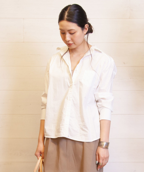 B.I.D.（ビーアイディー）の「bid/カシュクールシャツ02（シャツ/ブラウス・レディース・ブラック/オフホワイト/サックスブルー・FREE）」の11枚目の写真
