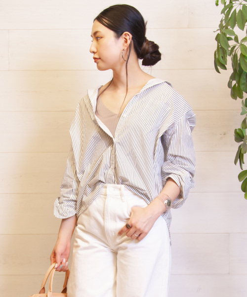 B.I.D.（ビーアイディー）の「bid/カシュクールシャツ02（シャツ/ブラウス・レディース・ブラック/オフホワイト/サックスブルー・FREE）」の9枚目の写真
