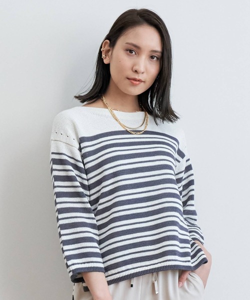 新品未使用 ANAYI ギマラメボーダープルオーバー ローゲージ