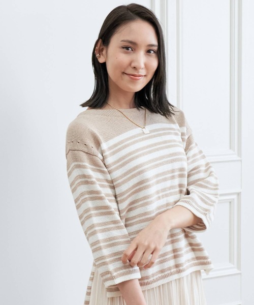 新品未使用 ANAYI ギマラメボーダープルオーバー ローゲージサマーニット 新品未使用 ANAYI ギマラメボーダープルオーバー ローゲージ