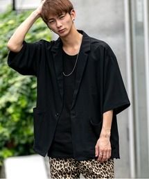 Beno | ライトジョーゼット / オーバーサイズ /ビッグシルエット / テーラードジャケット / くすみカラー シャツジャケット / 5分袖(シャツ/ブラウス)