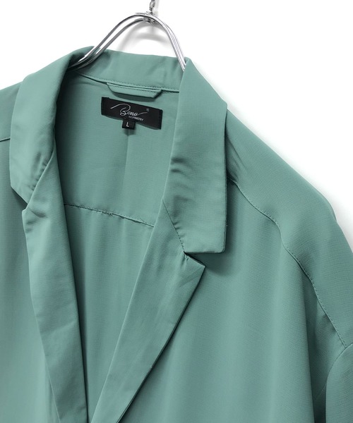 Beno(ビーノ)の「ライトジョーゼット / ビッグシルエット 5分袖 テーラードジャケット(シャツ/ブラウス・メンズ・ブラック/オフホワイト/ミント/ライトベージュ・L/M)」の16枚目の写真