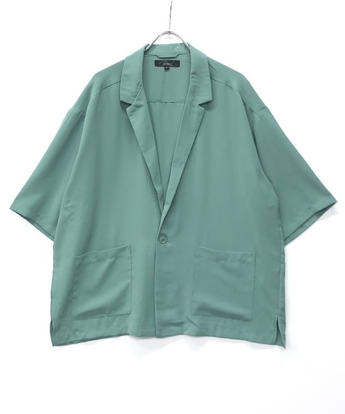 Beno(ビーノ)の「ライトジョーゼット / ビッグシルエット 5分袖 テーラードジャケット(シャツ/ブラウス・メンズ・ブラック/オフホワイト/ミント/ライトベージュ・L/M)」の17枚目の写真