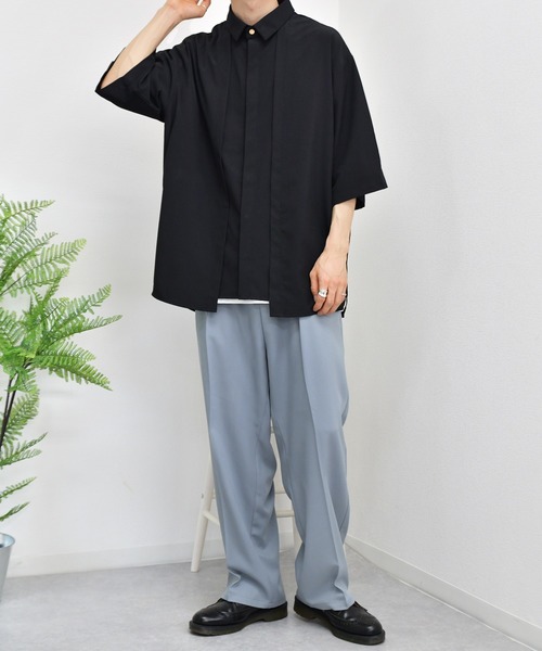 kutir（クティール）の「ピンタック半袖シャツ（シャツ/ブラウス・メンズ・ブラック/ダークグリーン/パープル・MEDIUM/LARGE）」の21枚目の写真