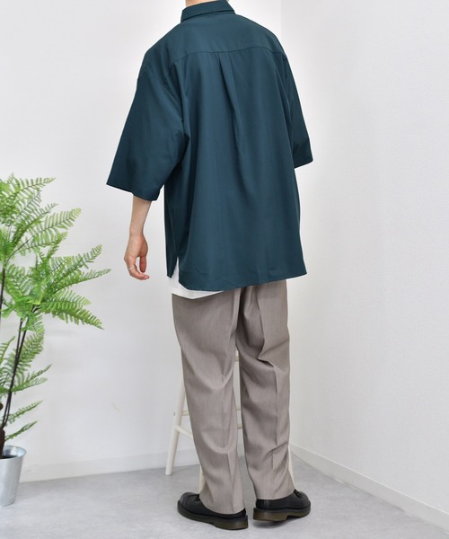 kutir（クティール）の「ピンタック半袖シャツ（シャツ/ブラウス・メンズ・ブラック/ダークグリーン/パープル・MEDIUM/LARGE）」の4枚目の写真