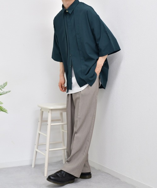 kutir（クティール）の「ピンタック半袖シャツ（シャツ/ブラウス・メンズ・ブラック/ダークグリーン/パープル・MEDIUM/LARGE）」の5枚目の写真