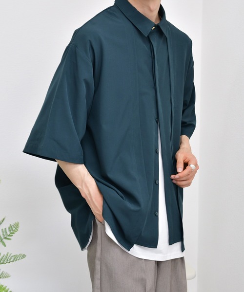 kutir（クティール）の「ピンタック半袖シャツ（シャツ/ブラウス・メンズ・ブラック/ダークグリーン/パープル・MEDIUM/LARGE）」の7枚目の写真