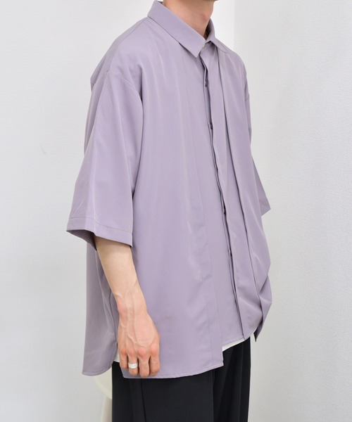 kutir（クティール）の「ピンタック半袖シャツ（シャツ/ブラウス・メンズ・ブラック/ダークグリーン/パープル・MEDIUM/LARGE）」の16枚目の写真