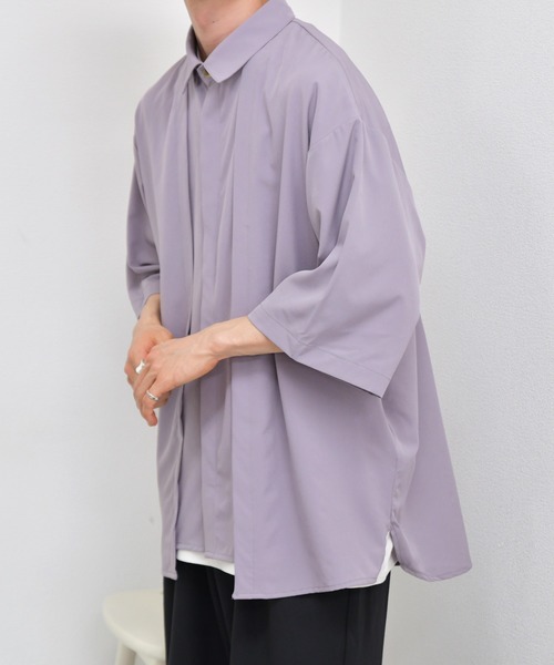 kutir（クティール）の「ピンタック半袖シャツ（シャツ/ブラウス・メンズ・ブラック/ダークグリーン/パープル・MEDIUM/LARGE）」の17枚目の写真