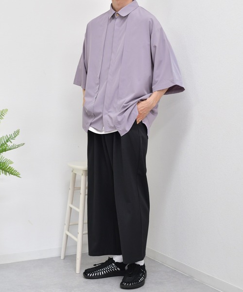 kutir（クティール）の「ピンタック半袖シャツ（シャツ/ブラウス・メンズ・ブラック/ダークグリーン/パープル・MEDIUM/LARGE）」の14枚目の写真