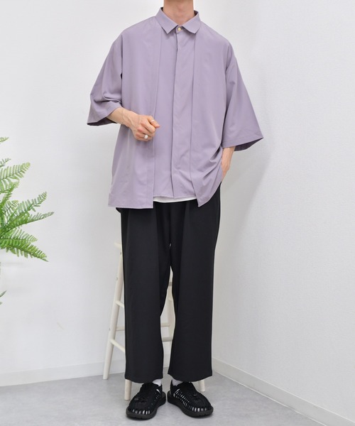 kutir（クティール）の「ピンタック半袖シャツ（シャツ/ブラウス・メンズ・ブラック/ダークグリーン/パープル・MEDIUM/LARGE）」の15枚目の写真