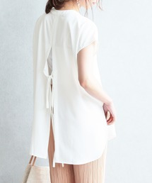 reca | スタンドカラーバックスリットフレンチスリーブシャツ(シャツ/ブラウス)