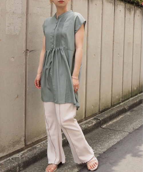 tiptop（ティップトップ）の「2020SS　後ろリボンバンドカラーノースリブラウス（シャツ/ブラウス・レディース・ブラック/オフホワイト/オレンジ/グリーン/A・FREE）」の14枚目の写真