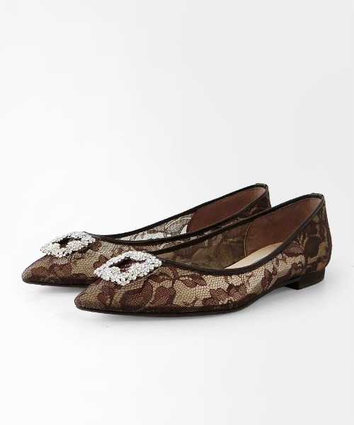 Dhyana.（ディアナドット）の「【Dhyana.】ビジューレースフラットシューズ（パンプス・レディース・ブラック/グレー/ピンクベージュ/レッド/ブラウン・22cm/22.5cm/23cm/23.5cm/24.5cm/25cm/21.5cm/24cm）」の4枚目の写真