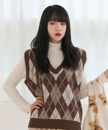 by muni:r | アーガイル　ウール ニットベスト(ニット/セーター)