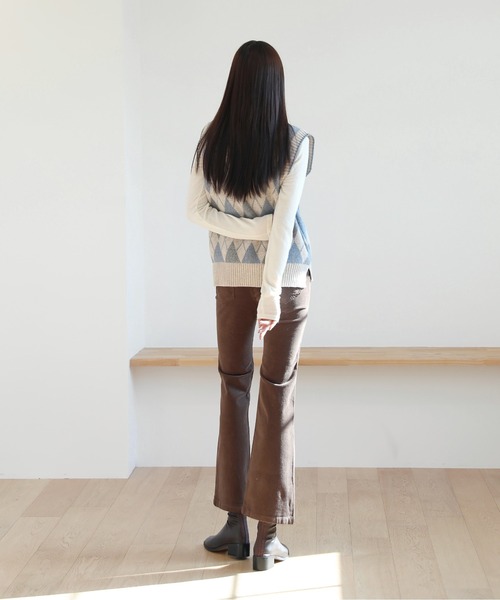 by muni:r（バイ ムニール）の「アーガイル　ウール ニットベスト（ニット/セーター・レディース・ブラウン/ブルー・FREE）」の19枚目の写真
