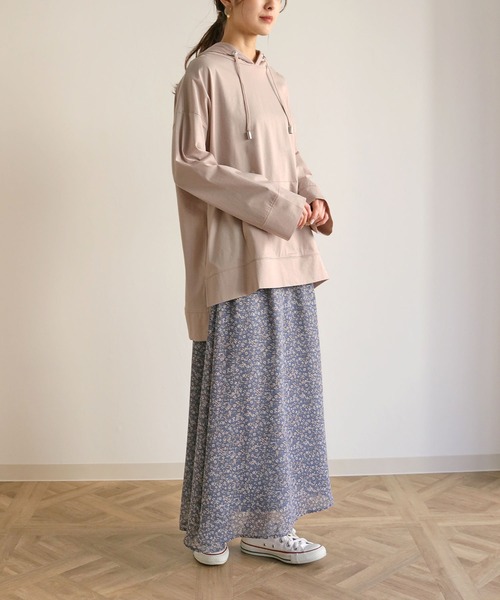 HER CLOSET(ハークローゼット)の「【HERCLOSET】綿100%のシルケット加工プルオーバーパーカー(パーカー・レディース・ホワイト/ライトグレー/ブラック/グレイッシュベージュ/ブルーグリーン・M)」の20枚目の写真