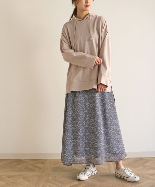 HER CLOSET(ハークローゼット)の「【HERCLOSET】綿100%のシルケット加工プルオーバーパーカー(パーカー・レディース・ホワイト/ライトグレー/ブラック/グレイッシュベージュ/ブルーグリーン・M)」の16枚目の写真