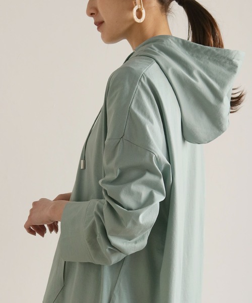 HER CLOSET(ハークローゼット)の「【HERCLOSET】綿100%のシルケット加工プルオーバーパーカー(パーカー・レディース・ホワイト/ライトグレー/ブラック/グレイッシュベージュ/ブルーグリーン・M)」の12枚目の写真