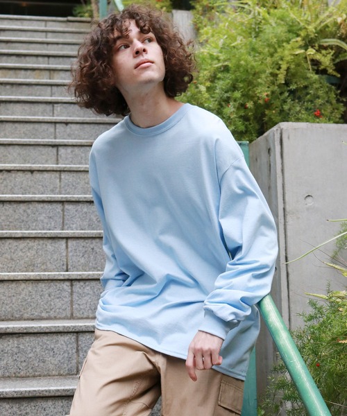 GILDAN（ギルダン）の「Gildan / ギルダン ドロップショルダー ビッグシルエット 無地 長袖Tシャツ（Tシャツ/カットソー・メンズ・グレー/チャコール/オリーブ/オレンジ/ホワイト/ライトブルー/ブラック/ダークブラウン/ネイビー/イエロー・XL/2XL/M/L/S/3XL）」の19枚目の写真