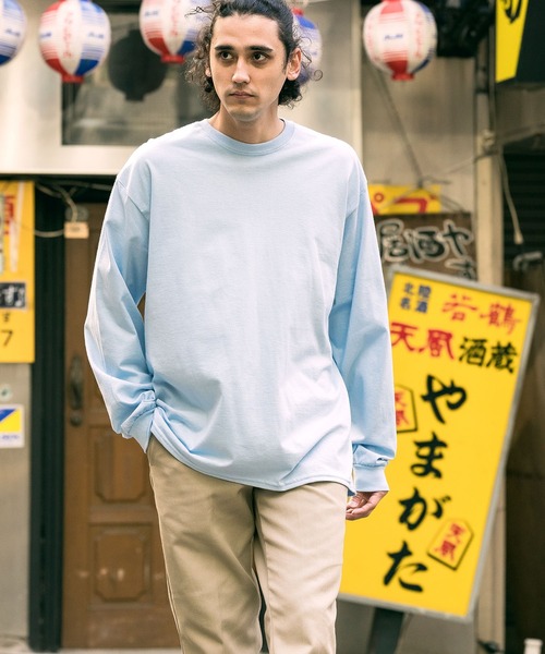 GILDAN（ギルダン）の「Gildan / ギルダン ドロップショルダー ビッグシルエット 無地 長袖Tシャツ（Tシャツ/カットソー・メンズ・グレー/チャコール/オリーブ/オレンジ/ホワイト/ライトブルー/ブラック/ダークブラウン/ネイビー/イエロー・XL/2XL/M/L/S/3XL）」の18枚目の写真